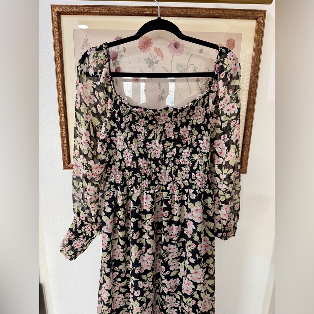 EUC Betsy Johnson Floral Black and Pink Women's Dress - Picture 3 of 6